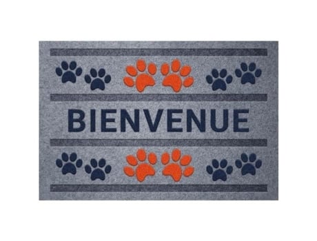Tapete Flocke Com Estampas De Patas De Boas Vindas Vermelho Azul 40x60cm Idmat