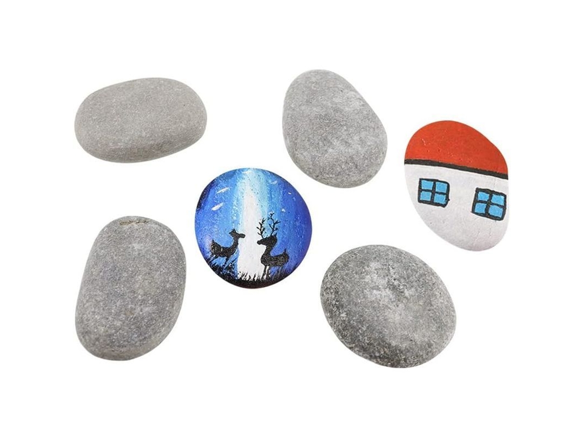 2026 piedras Planas para Pintar, 6 Piedras de Playa Grises Suaves para Decoración Y Regalos