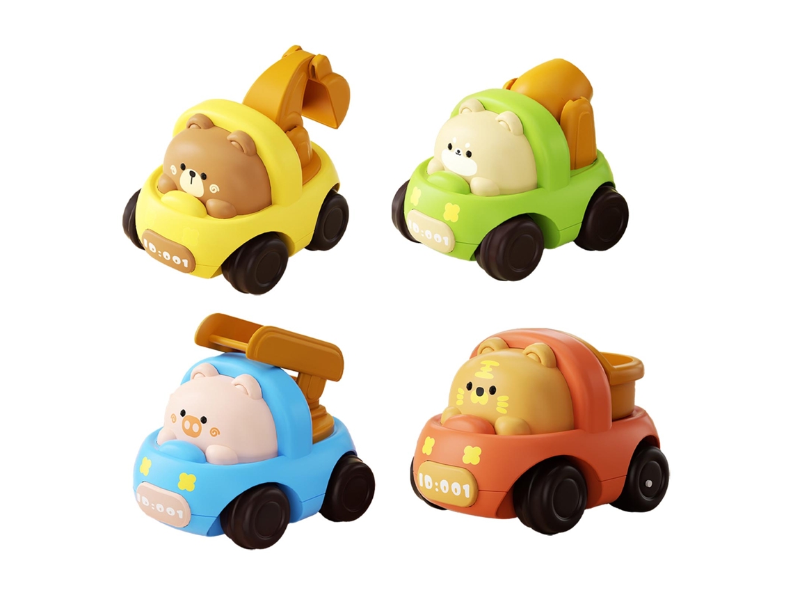 Primerox 4pcs Veículo de Engenharia Animal Inercial Cute Multifuncional Carrinho para Bebê