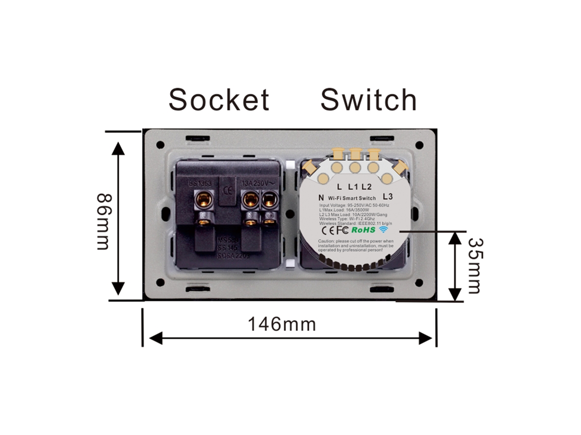 Laxiscreed Tomada De Parede Wi-fi 2 Em 1 Com Controle Por Voz E App