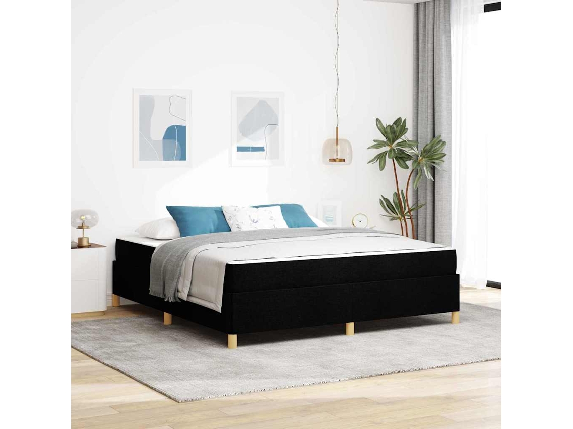 Vidaxl Estrutura da Cama com Colchão Preto 180 X 200 Cm Tecido