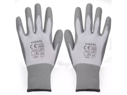 vidaXL Luvas trabalho em PU, 24 pares, tamanho 9/L, branco e cinzento