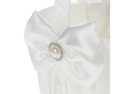 Conjunto de Travesseiro Porta anéis e Cesto da Florista Branco de Cetim com Strass e Pérolas Falsas para Casamento | S/MARCA