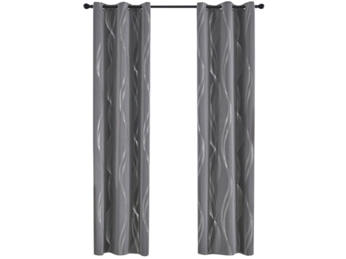 Cortinas Blackout 52 X 84 Polegadas, 2 Painéis, Isolamento Térmico, Ilhós, Persianas Blackout Para Janelas, Cinza