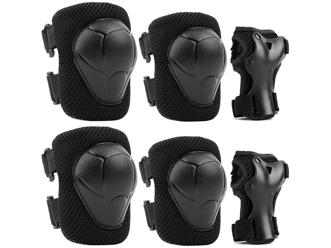 Conjunto De Proteção Para Skate Infantis Joelhos Cotovelos Punhos Ajustável 6 Peças