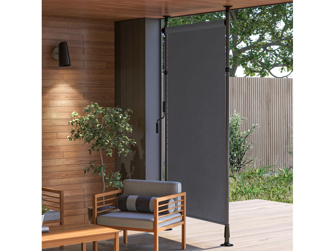 Toldo Vertical Varanda 150x220-310cm Com Manivela, Poliéster Cinza Escuro, Impermeável Jardim