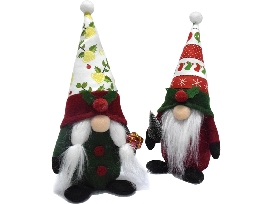 Conjunto De 2 Gnomos De Natal - Decoração Para Casa E Festas - Acessório De Mesa