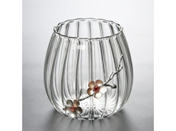 Vaso De Vidro Transparente Decorativo Pequeno Com Estrias Embossadas Para Decoração De Casa