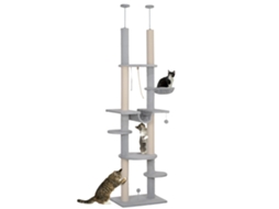 Arranhador Para Cinza Gatos Do Chão Ao Teto 225-255 Cm Com 7 Níveis Rede Plataformas Postes De Arranhar