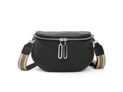 Bolsa De Peito Simples, Bolsa Transversal Com Zíper Versátil, Carteira Feminina De Alça Larga E Elegante, Preta SUNNY SPACES