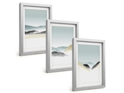 Composição De Quadros Na Paredemontanhas Minimalistas Em Tons Pastel Moldura Prateada Quadros Para A Sala De Estar Espelharte (3 Peças 20x30 Cm)