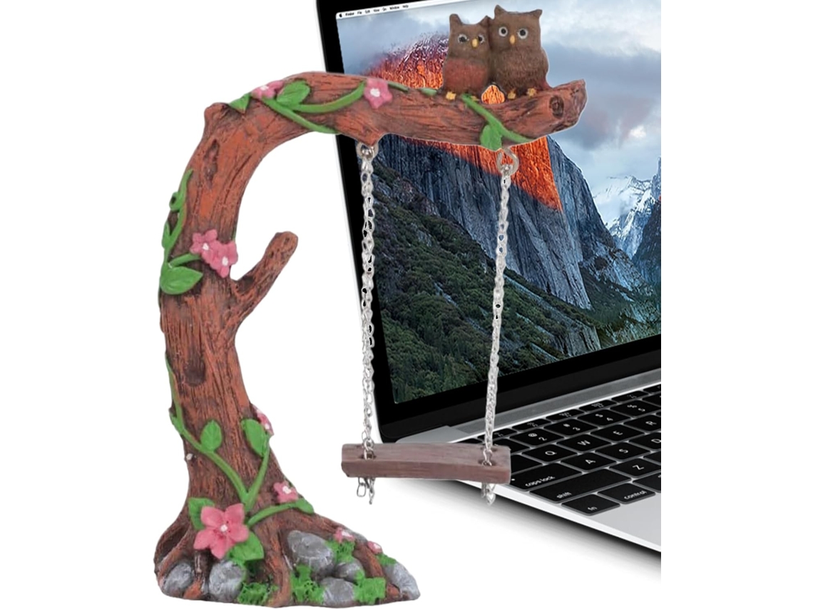 Estátua de Balanço para Exterior Escultura Decorativa Pequena para Jardim Escultura de Coruja em um Balanço de Árvore CHABERLU