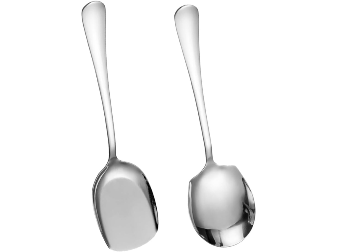 Conjunto De 2 Colheres Servir Em Aço Inoxidável, Cor Prata