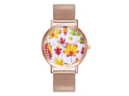 Relógio de quartzo unissex Zhoulianfa K036-w com pulseira de malha (ouro rosa)