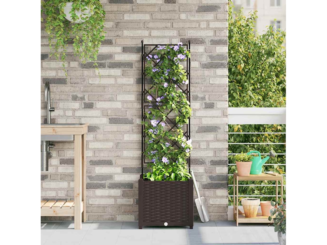 Vidaxl Vaso De Jardim Castanho 40 X 40 X 143 Cm Pp