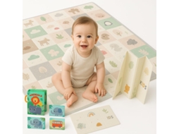Tapete de atividades reversível, duplo e almofada para bebês com parvovirose + livro sensorial
