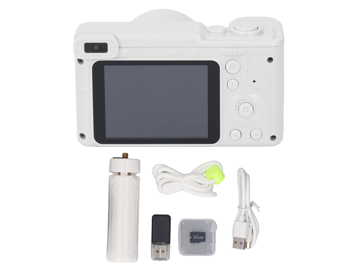 2026 câmera Digital de Vídeo 4k 96mp 2.4 Polegadas com Duas Câmeras e Reconhecimento Facial para Estudantes Crianças Branco