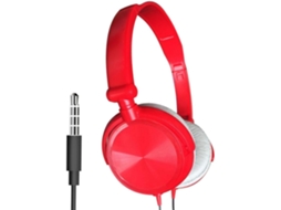 Fone De Ouvido Portátil S1 Com Fio 3, 5mm, Estéreo E Dobrável, Vermelho Sem Microfone