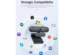 Webcam 1080p com microfone para videochamadas, reuniões e aulas. Webcam HD de 30 fps com capa deslizante de privacidade. Cabo USB A para Bestvite.