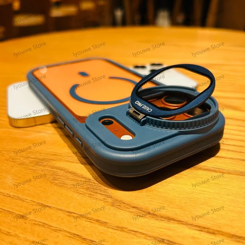 Capa Transparente Magnética Para Iphone 14 Pro Max (azul Escuro) Com Suporte Magsafe, Resistente A Impactos.