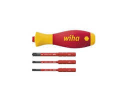 Conjunto De Chave De Fenda Elétrica WIHA Softfinish® Slimvario® De 4 Peças Com Porta-Bits, Com Slimbits (43449)