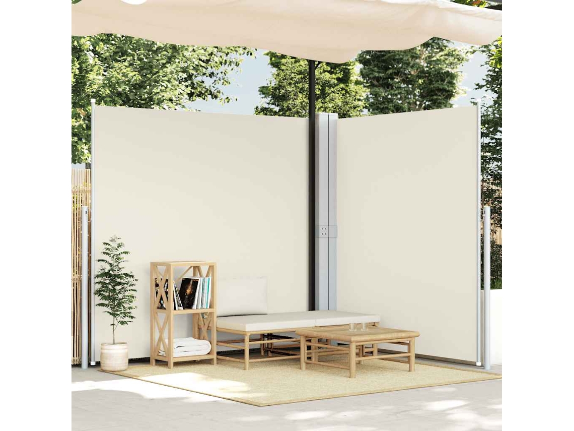 Vidaxl Toldo Lateral Retrátil Duplo Para Pátio 170x600 Cm Creme