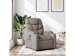 Vidaxl Poltrona De Massagens Reclinável Tecido Cinzento-acastanhado