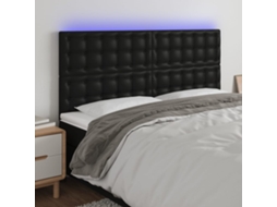 Vidaxl Cabeceira Cama C/ Led Couro Artificial 160x5x118/128 Cm Preto