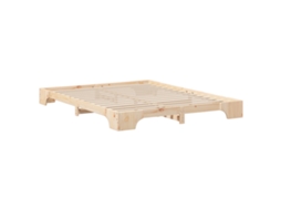 Conjunto 1 Estrutura Da Cama Vidaxl Castanho Madeira De Pinho Maciça (160 X 220 Cm)