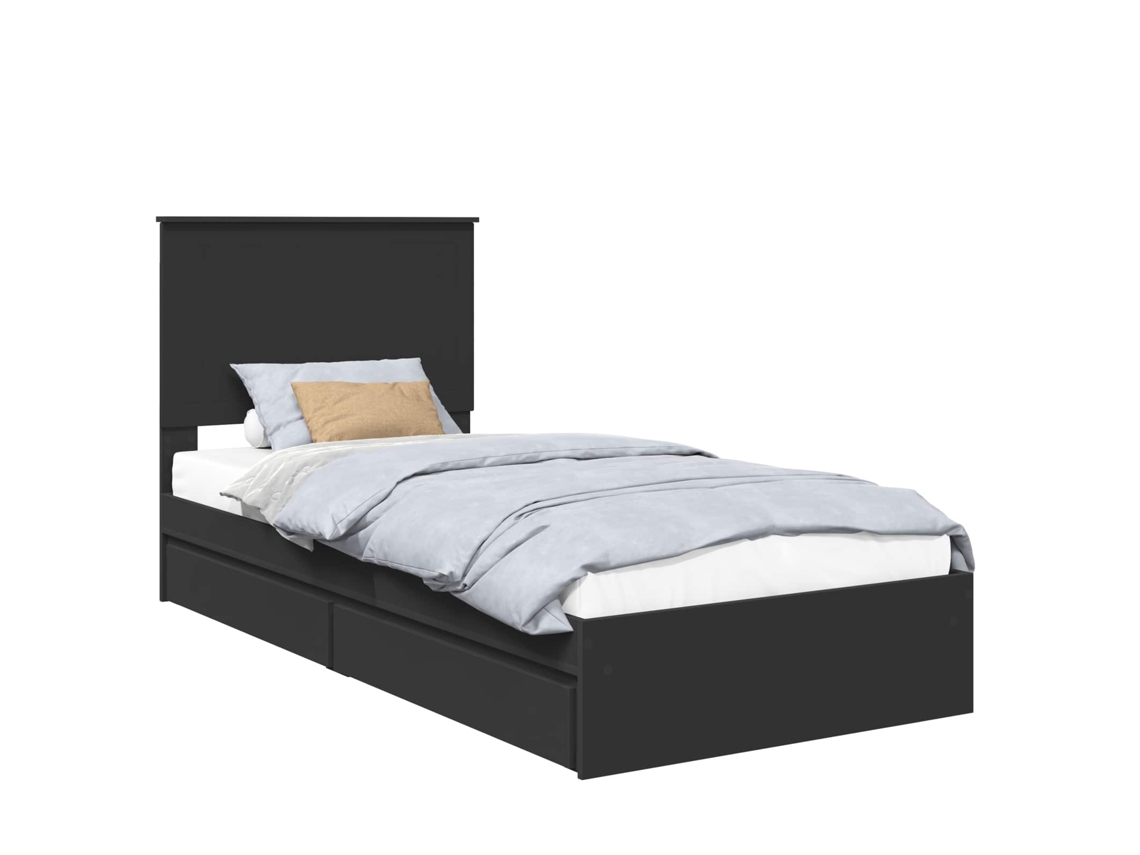 Cama com Armazenamento Preto 90x190 cm Madeira Processada MAISON EXCLUSIVE