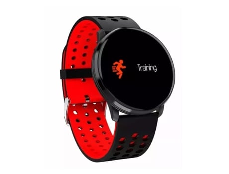 Relógio IWEAR M9 Round Smart & Fit com Full Touch 1.3 '' Ips Media Control / Hr / Pressão Arterial / Social Preto-Vermelho