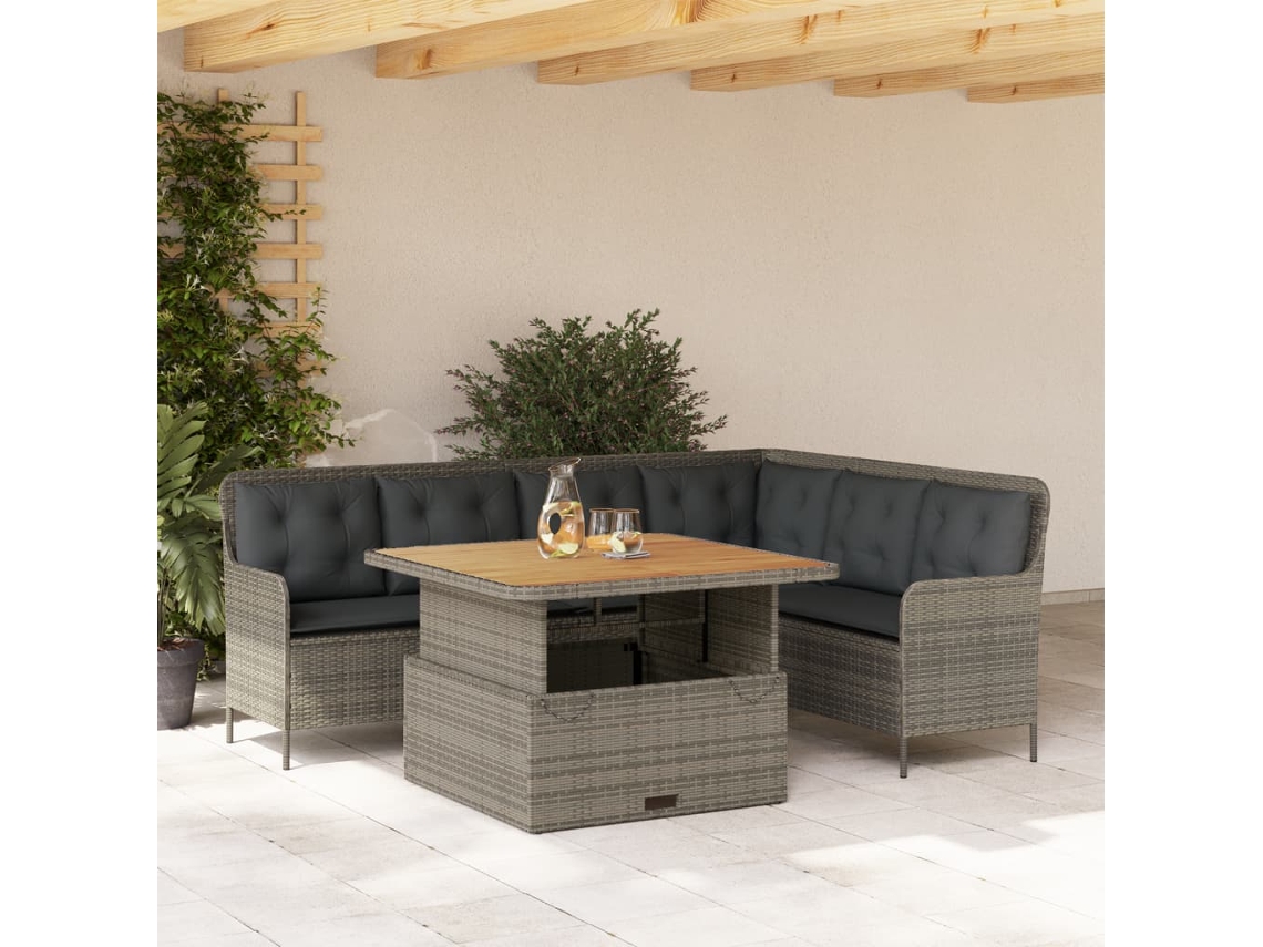 Vidaxl 2 Pcs Conjunto Sofás De Jardim C/ Almofadões Vime Pe Cinzento