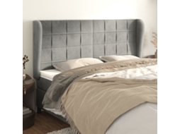 Vidaxl Cabeceira Cama C/ Abas Veludo 203x23x118/128 Cm Cinzento-claro