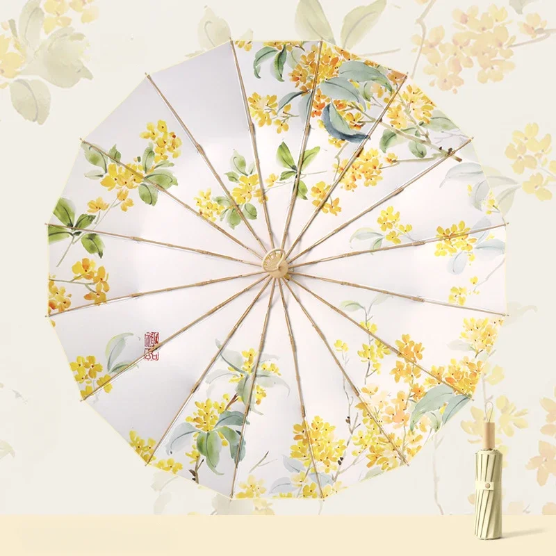 (fragrância) Guarda-sol Feminino Estampado, Guarda-sol Dobrável Com Proteção Uv