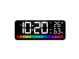 Relógio Despertador Led Com Barra De Luz Ritmica Luz Noturna Display Grande Temperatura Humidade Alarme Duplo Soneca Ajuste De Brilho