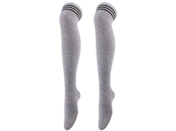 Meia-calça feminina listrada de tricô acima do joelho, 60 cm de comprimento, poliéster, modelo 2026.