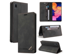 Capa De Couro Escovado Horizontal Com Aba, Resistente A Furtos, Para Samsung Galaxy A10, Com Suporte, Compartimentos Para Cartões E Carteira.