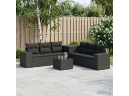 Vidaxl Conjunto De Sofás 8 Unid. Preto Rattan Poliéster E Aço