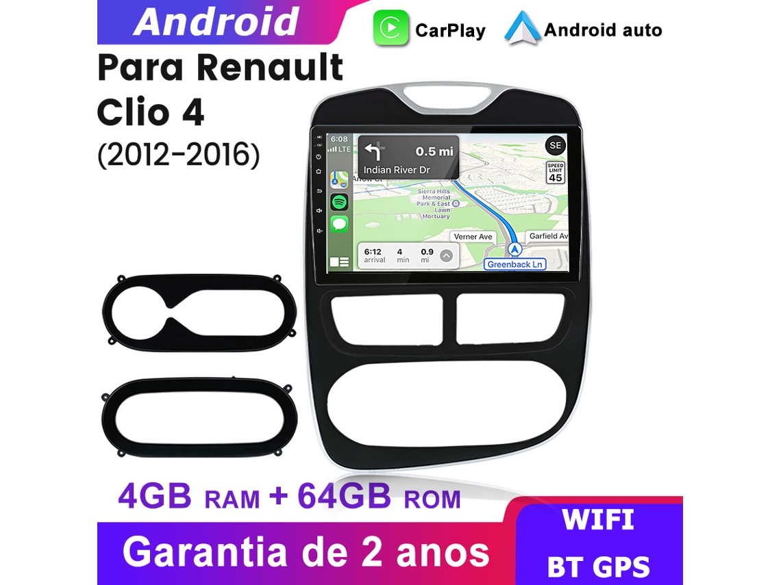 Rádio Auto Junsun 4gb+64gb Para Renault Clio 4 (2012-2016) 10" Ips, Gps, Carplay E Android Auto Bt