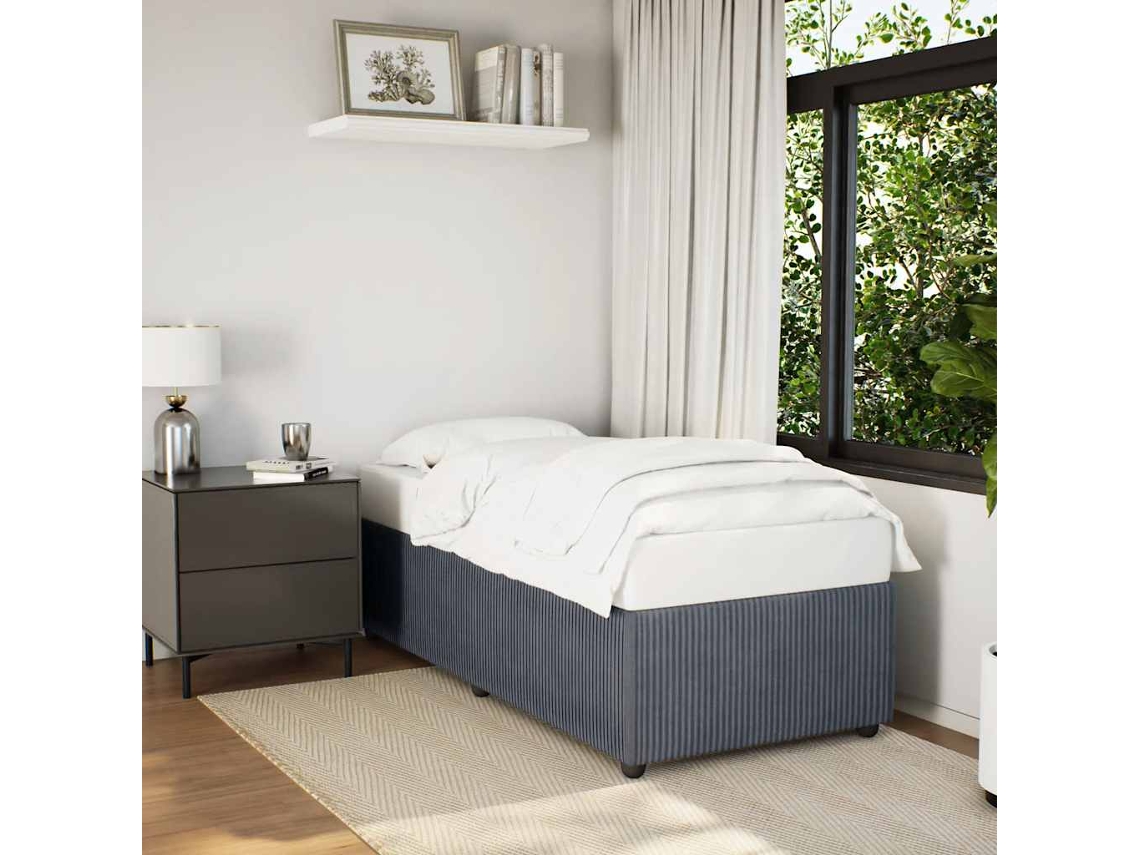 Vidaxl Estrutura de Cama Sem Colchão 80x200 Cm Veludo Cinzento escuro