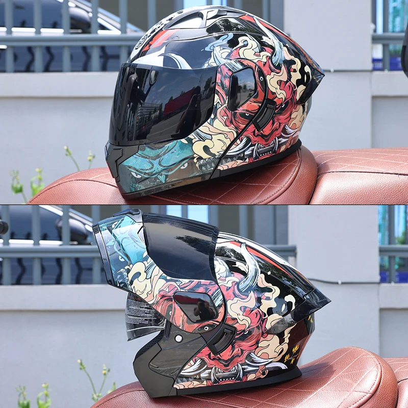 Capacete Modular Para Motocicleta (l)dot Em Abs Com Viseiras Duplas Articuladas