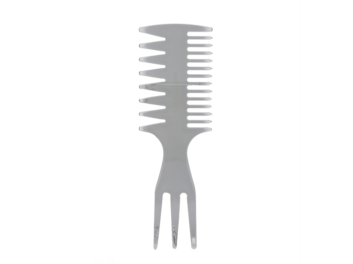 Pente de cabelo de três lados com dentes longos para pentear com brilho de óleo, estilo clássico (cinza)