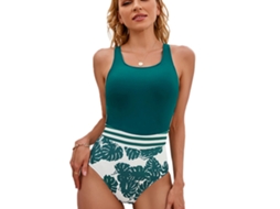 Maiô Praia U Neck Estampado Verde XXL uma Peça