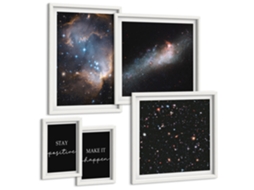 Pinturas Murais Modernas Motivos Elegantes Em Preto Moldura Branca Fotos Para O Escritório Espelharte (conjunto De 5 Imagens)