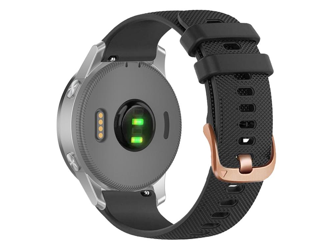 Bracelete Para Garmin (18mm) - Silicone - Fivela De Aço Rosé Preto