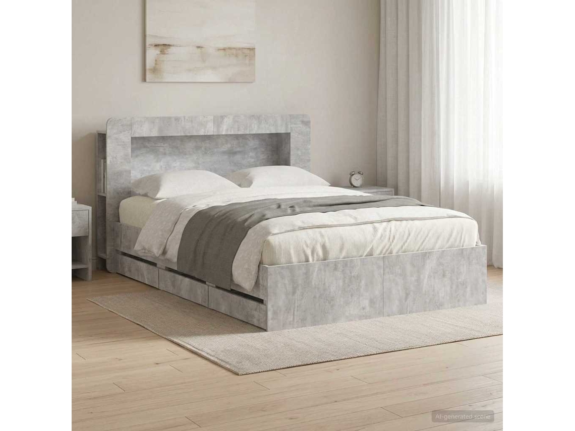 Vidaxl Estrutura De Cama Com Armazenamento E Cabeceira 150 X 200 Cm