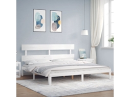 Vidaxl Estrutura Cama Super King Size C/ Cabeceira Madeira Branco
