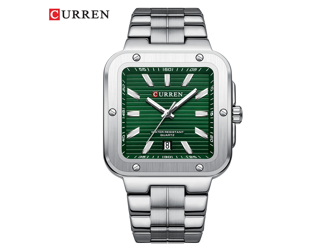 Relógio Masculino com Pulseira de Aço À Prova D'água, Mostrador Quadrado, Grande Face, Calendário MDUG