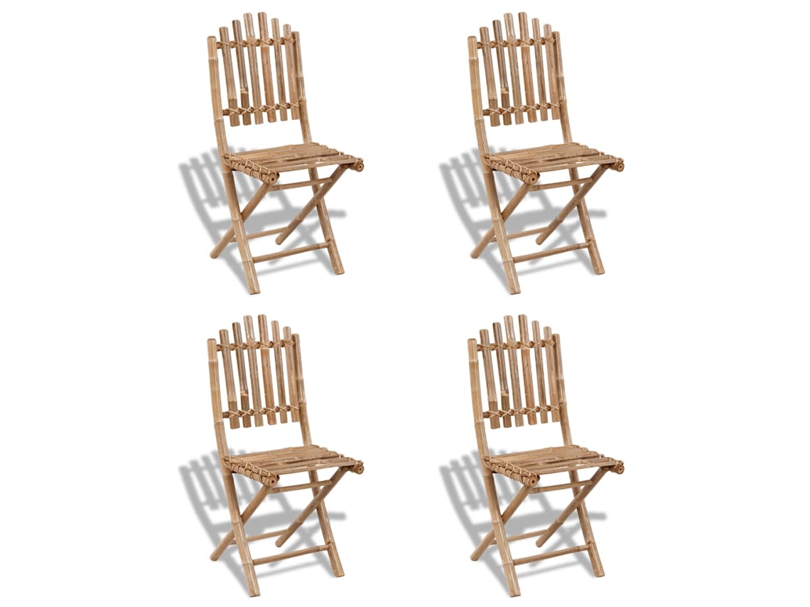 Vidaxl Cadeiras De Exterior Dobráveis Bambu 4 Pcs