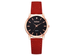 Relógio de Pulso Feminino Estilo Casual com Painel Redondo Relógio de Quartzo (vermelho)
